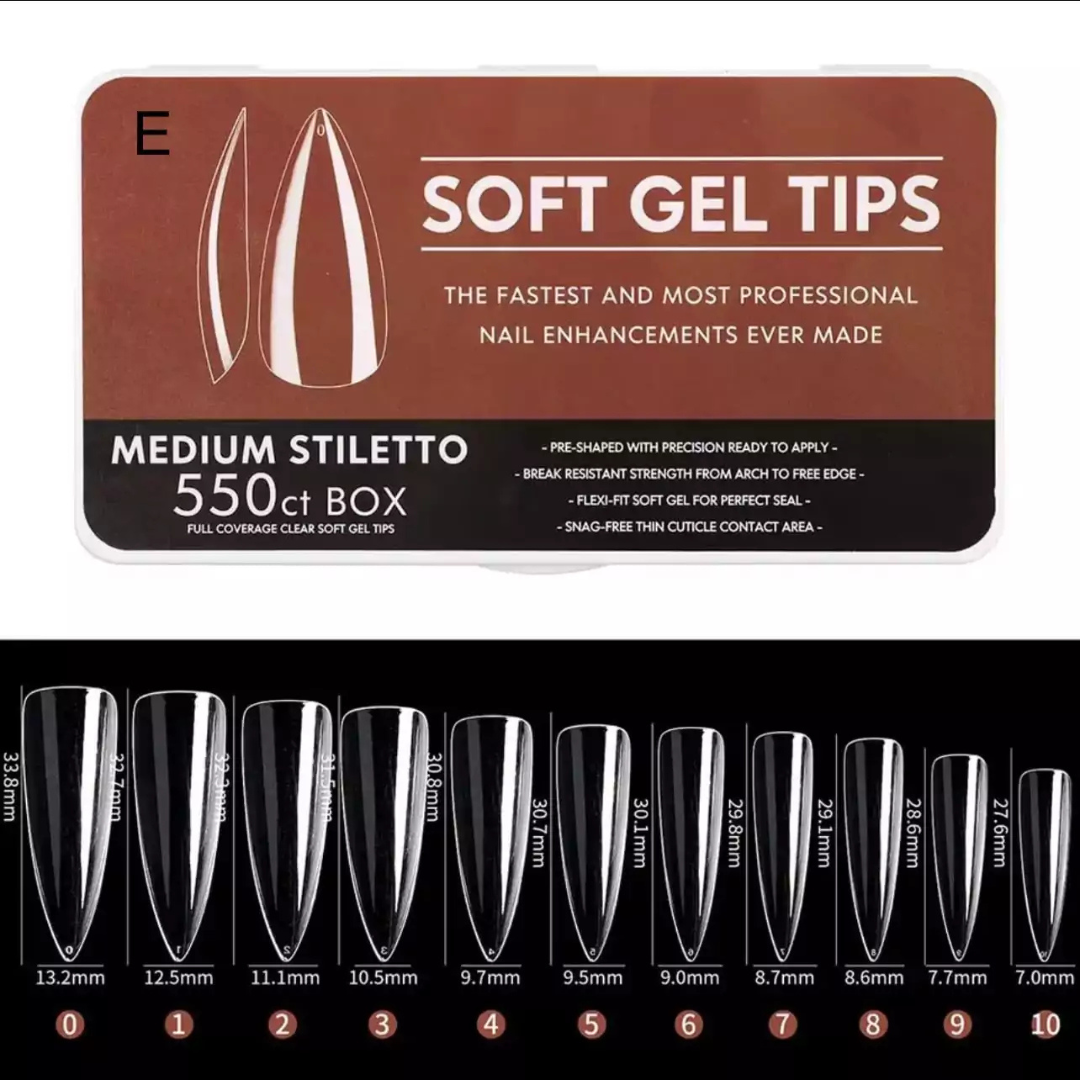 Soft Gel Tipse MEDIUM STILETTO 550 komada