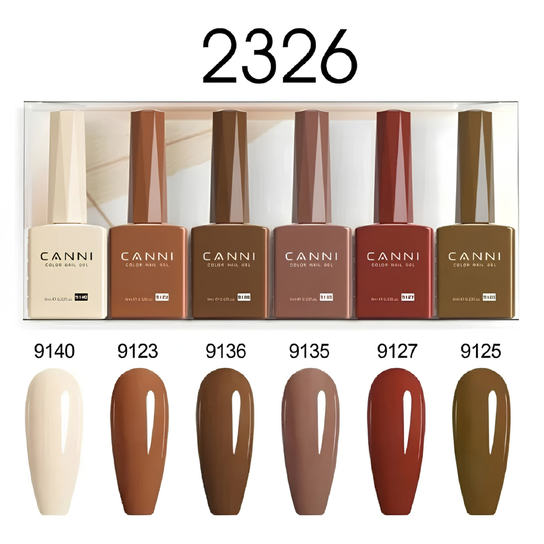 CANNI set gel lakova 2326 9ml 6 komada HEMA / TPO / HMPA Free