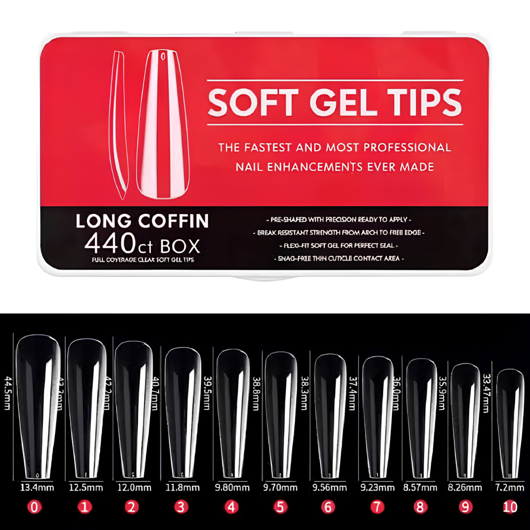 Soft Gel Tipse LONG COFFIN 440 komada