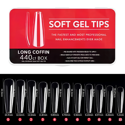 Soft Gel Tipse LONG COFFIN 440 komada